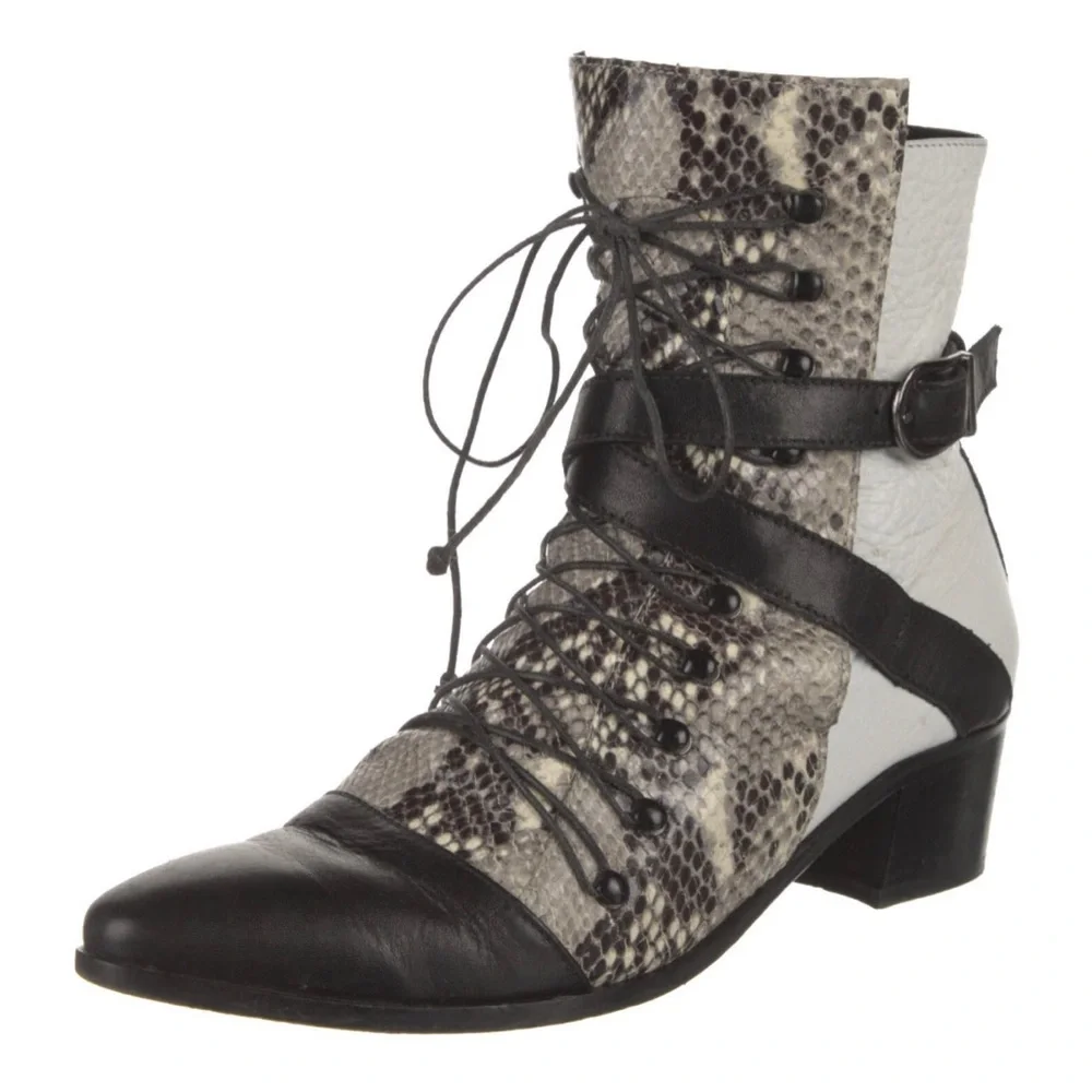 Modern Vice lace up snake print leather ankle boots
